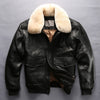 2019 militaly air force flight jacket fur collar genuine leather jacket men winter dark brown sheepskin coat pilot bomber jacket