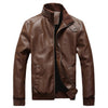 WENYUGH 2019 New Fashion Autumn Male Leather Jacket Plus Size 3XL Black Brown Mens Stand Collar  Coats Leather Biker Jackets