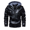 Men's PU Leather Jacket Men Motorcycle Hood Winter Coat Man Warm Casual Leather Jackets Male Slim Fit Bomber Windbreaker