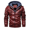 Men's PU Leather Jacket Men Motorcycle Hood Winter Coat Man Warm Casual Leather Jackets Male Slim Fit Bomber Windbreaker