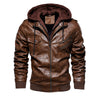 Men's PU Leather Jacket Men Motorcycle Hood Winter Coat Man Warm Casual Leather Jackets Male Slim Fit Bomber Windbreaker