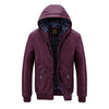 Winter Leather Jacket Men Warm PU Fleece Jackets Coats Hood Brand Velvet Coats High Quality Business Slim Business Black