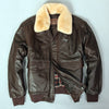 2019 militaly air force flight jacket fur collar genuine leather jacket men winter dark brown sheepskin coat pilot bomber jacket