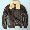 2019 militaly air force flight jacket fur collar genuine leather jacket men winter dark brown sheepskin coat pilot bomber jacket