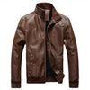 MJARTORIA  2019 New Fashion Autumn Male Leather Jacket Plus Size 3XL Black Brown Mens Stand Collar Coats Leather Biker Jackets