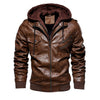 New Autumn Winter Motorcycle Leather Jacket Men Warm Windbreaker Hooded PU Jackets Male Outerwear PU Baseball Jackets Size m-5XL